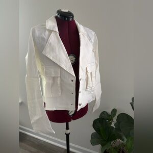 Sugar lips Stylish Denim White Cropped Jacket